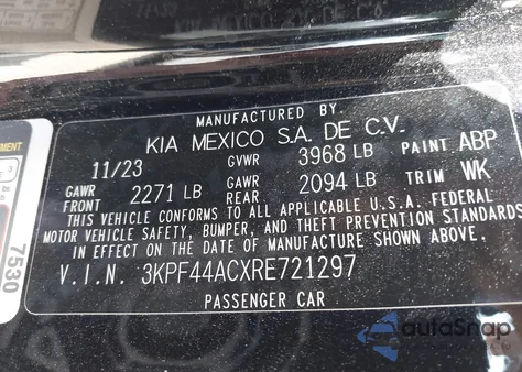 2024 Kia Forte Gt from USA, damaged, VIN 3KPF44ACXRE721297